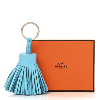 Hermes Lambskin Carmen Tassel Key Holder Celeste 4 of 4