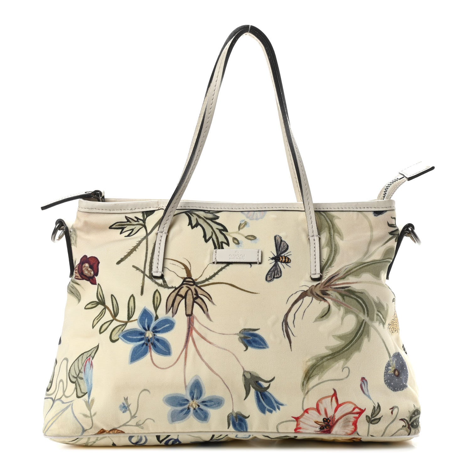 Gucci Canvas Flora Knight Small Zippered Tote White 1 of 14