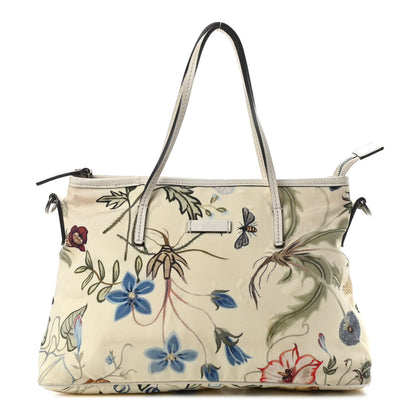 Gucci Canvas Flora Knight Small Zippered Tote White 1 of 14