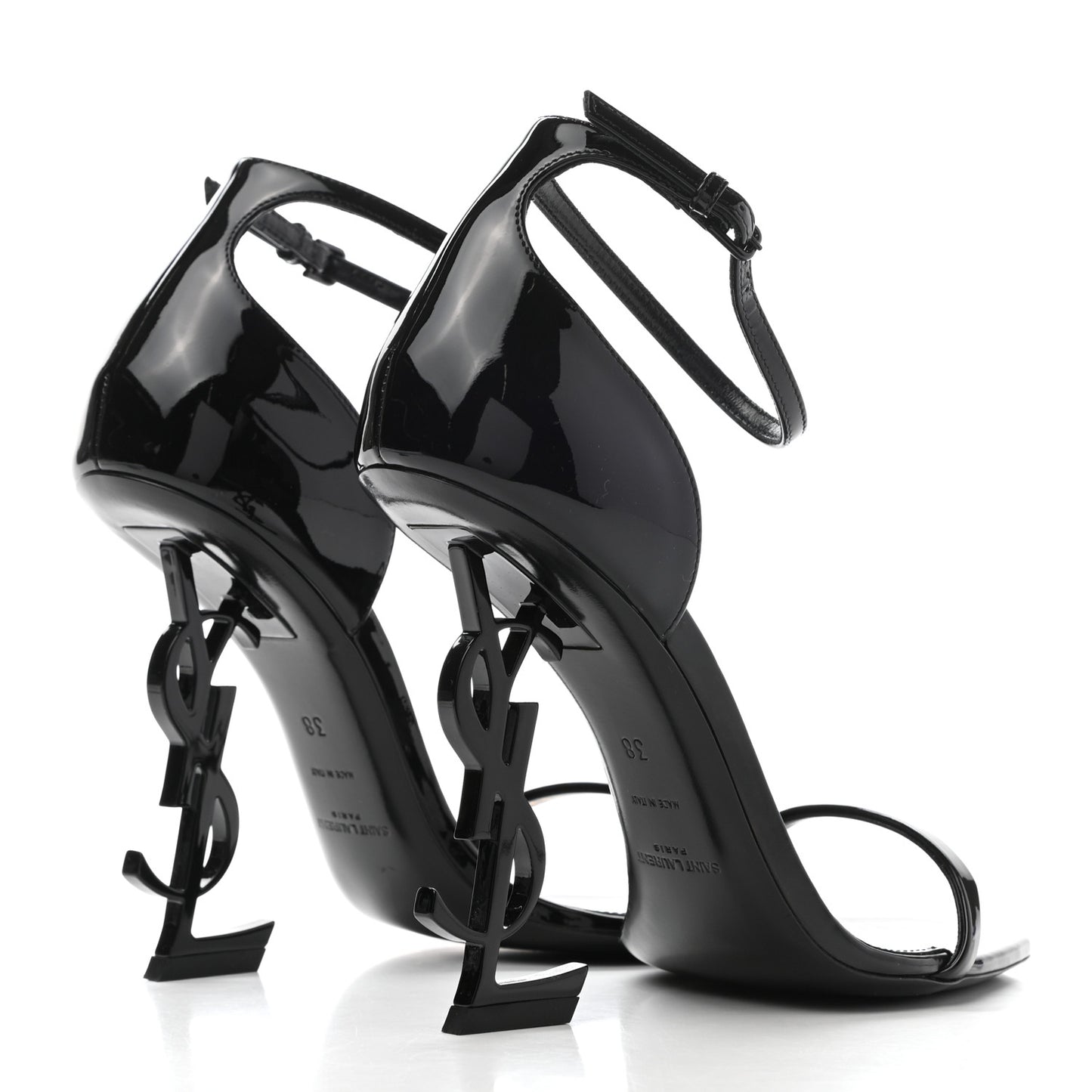 Patent Calfskin Opyum 110 Sandals 38 Black