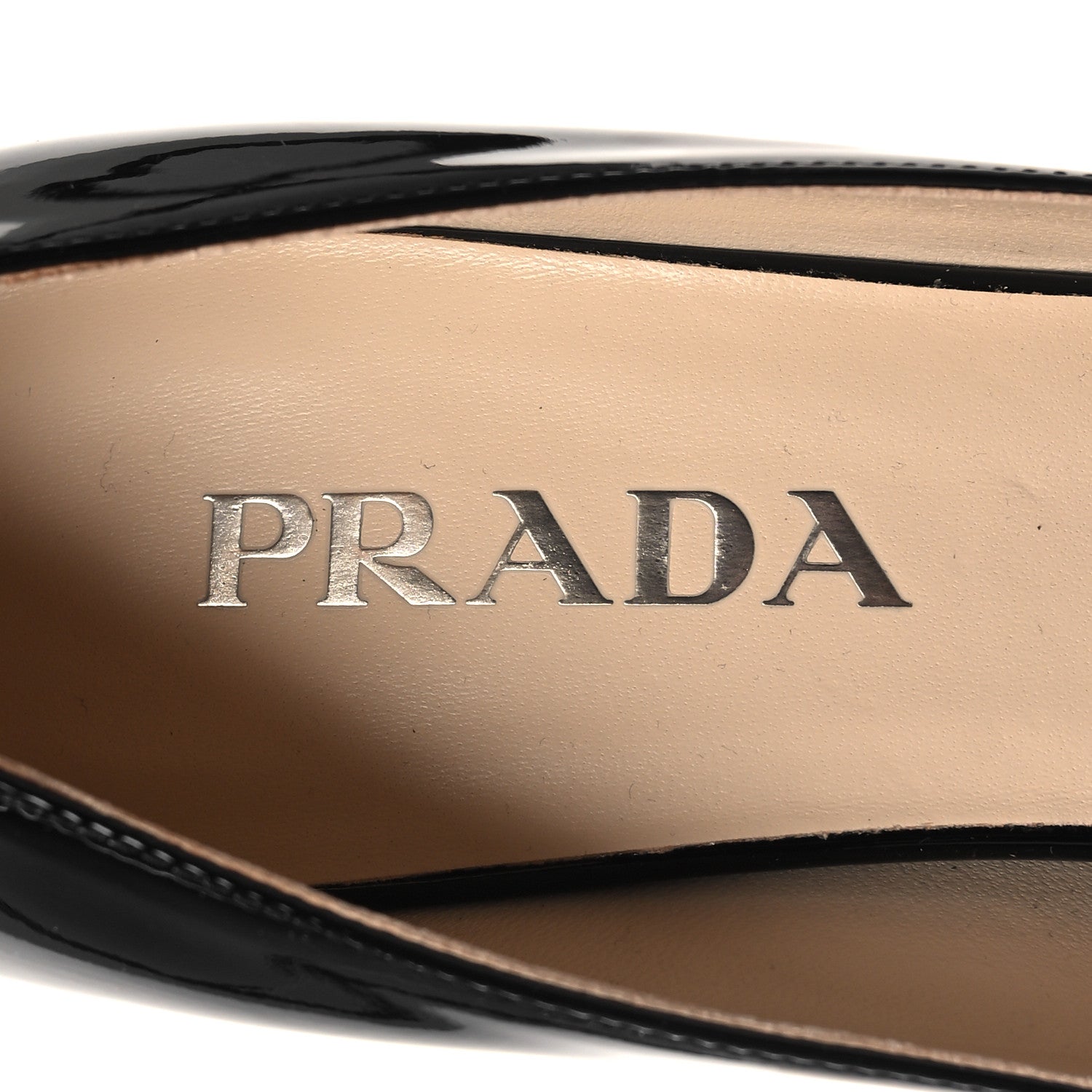 Prada Patent Metal Logo Pointed Toe Pumps 39.5 Black 7 of 8
