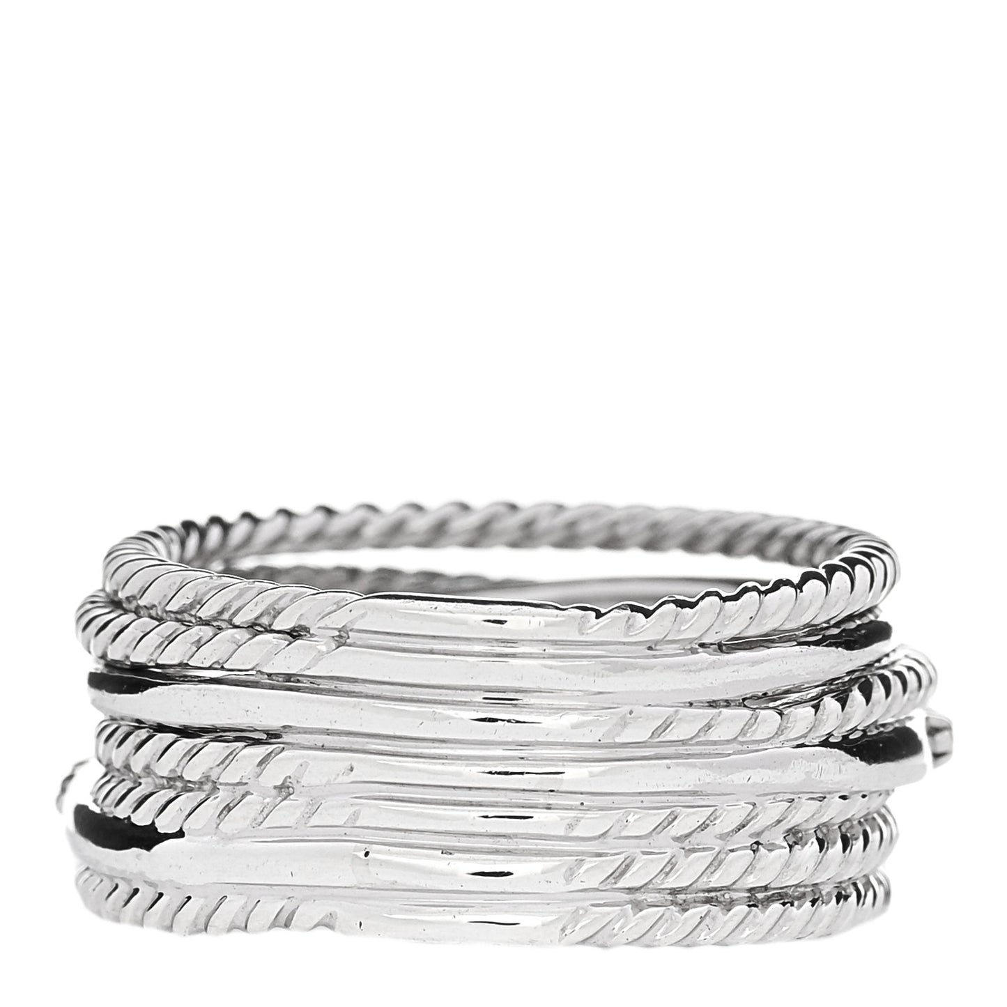 Sterling Silver Diamond 11mm Wide Crossover Cable Ring 57 8