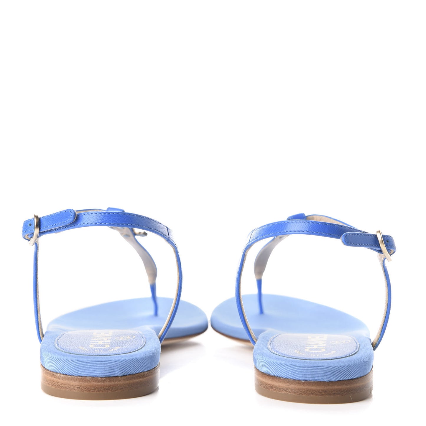 Shiny Kidskin CC Logo Thong Sandals 37.5 Blue