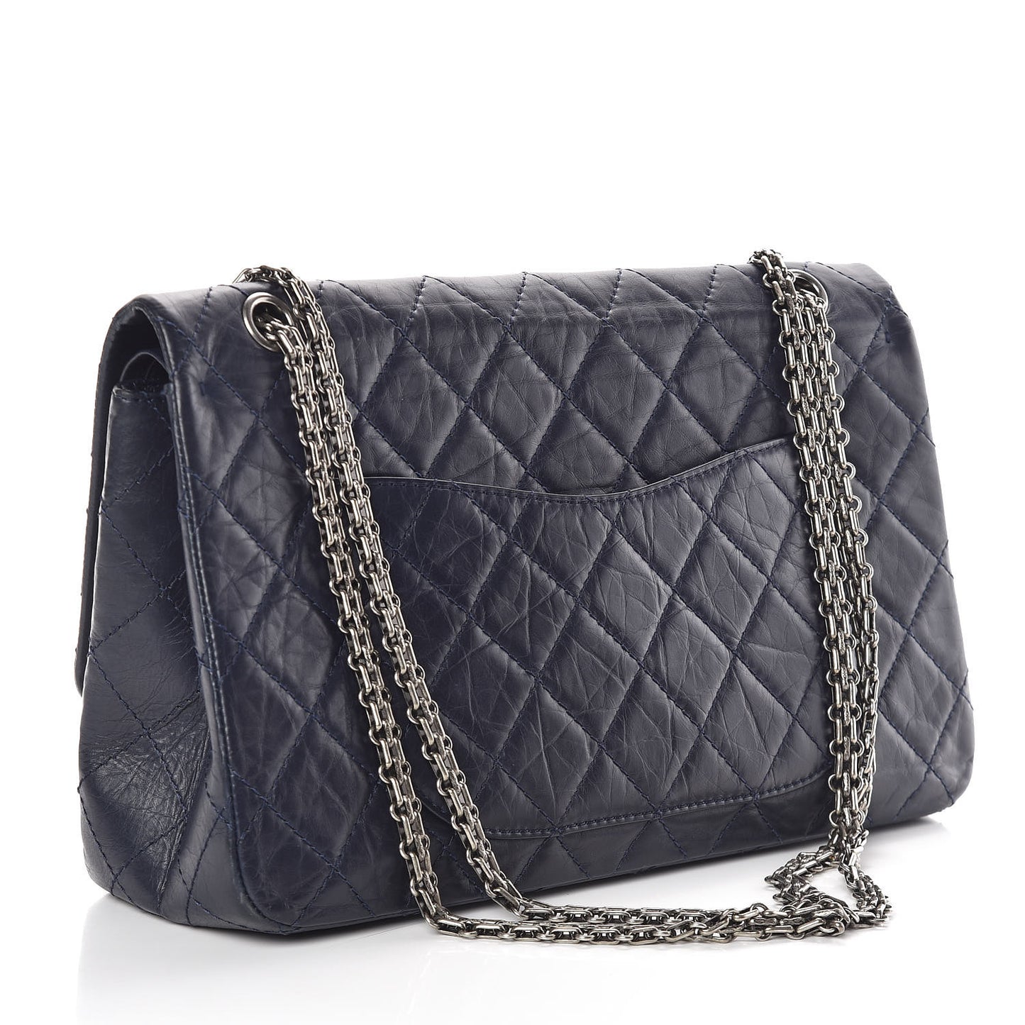 Aged Calfskin Quilted 2.55 Reissue 227 Flap Navy Blue