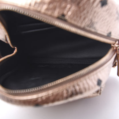 MCM Metallic Visetos Studded X-Mini Bebe Boo Backpack Champagne Gold 4 of 9