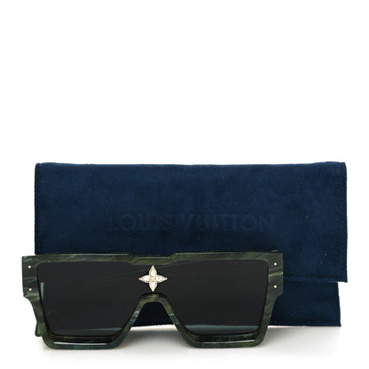 Louis Vuitton Acetate Marble Effect Swarovski Cyclone Sunglasses Z1552W Green 7 of 7