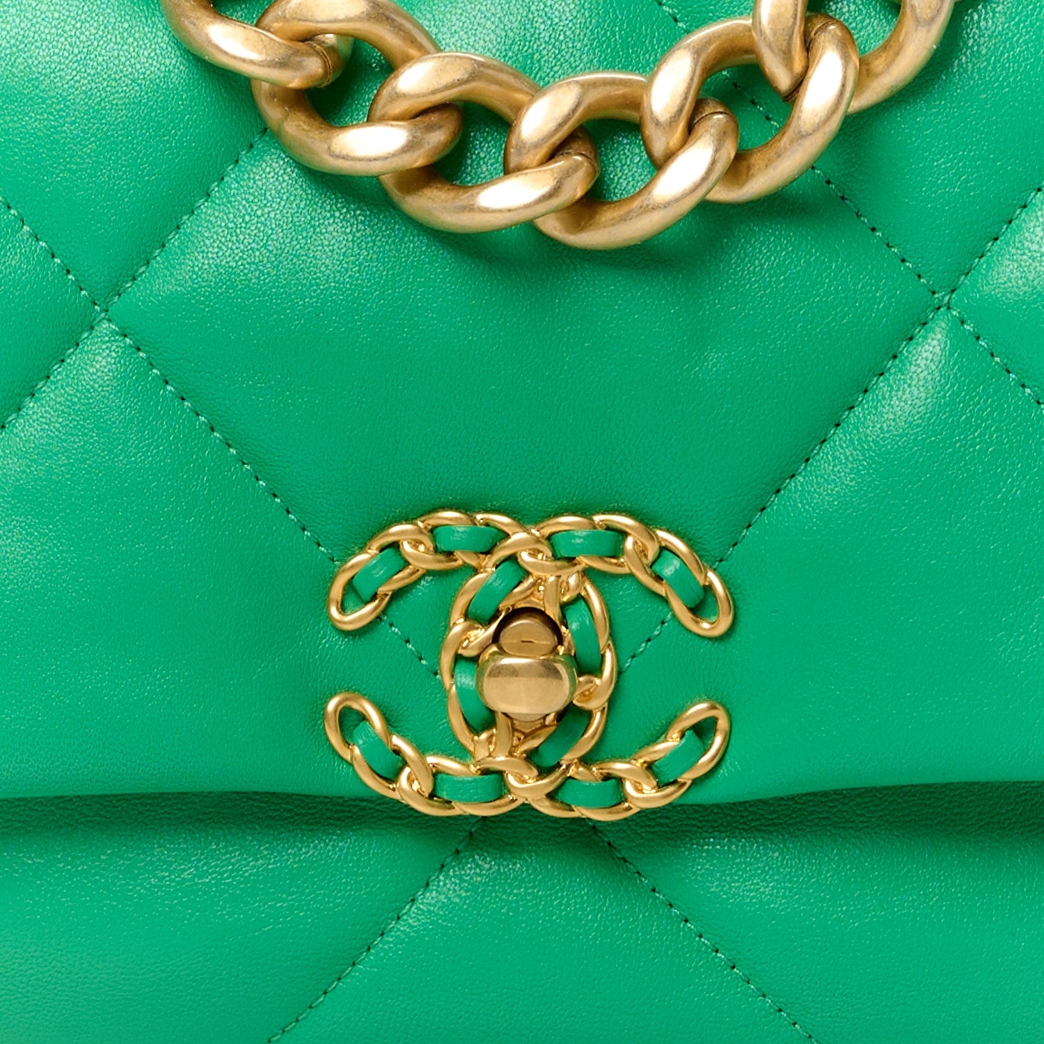 Chanel Lambskin Quilted Large Chanel 19 Flap Green 9 of 11