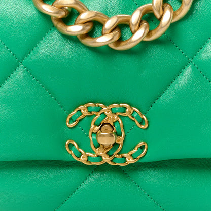 Chanel Lambskin Quilted Large Chanel 19 Flap Green 9 of 11