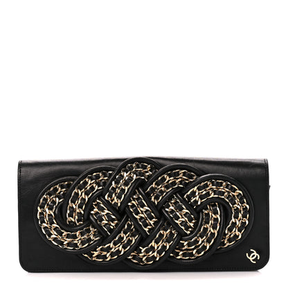 Chanel Lambskin Gold Chain Knot Clutch Black 1 of 11