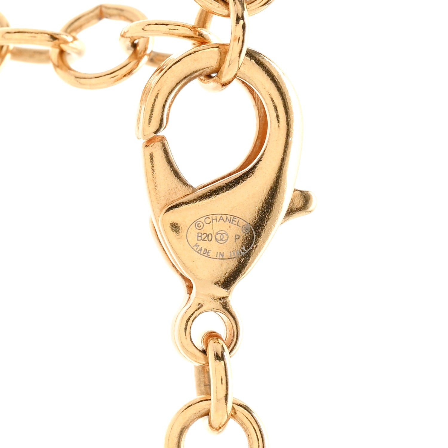 Chanel Metal Crystal 90's Icon Logo Necklace Gold 5 of 6