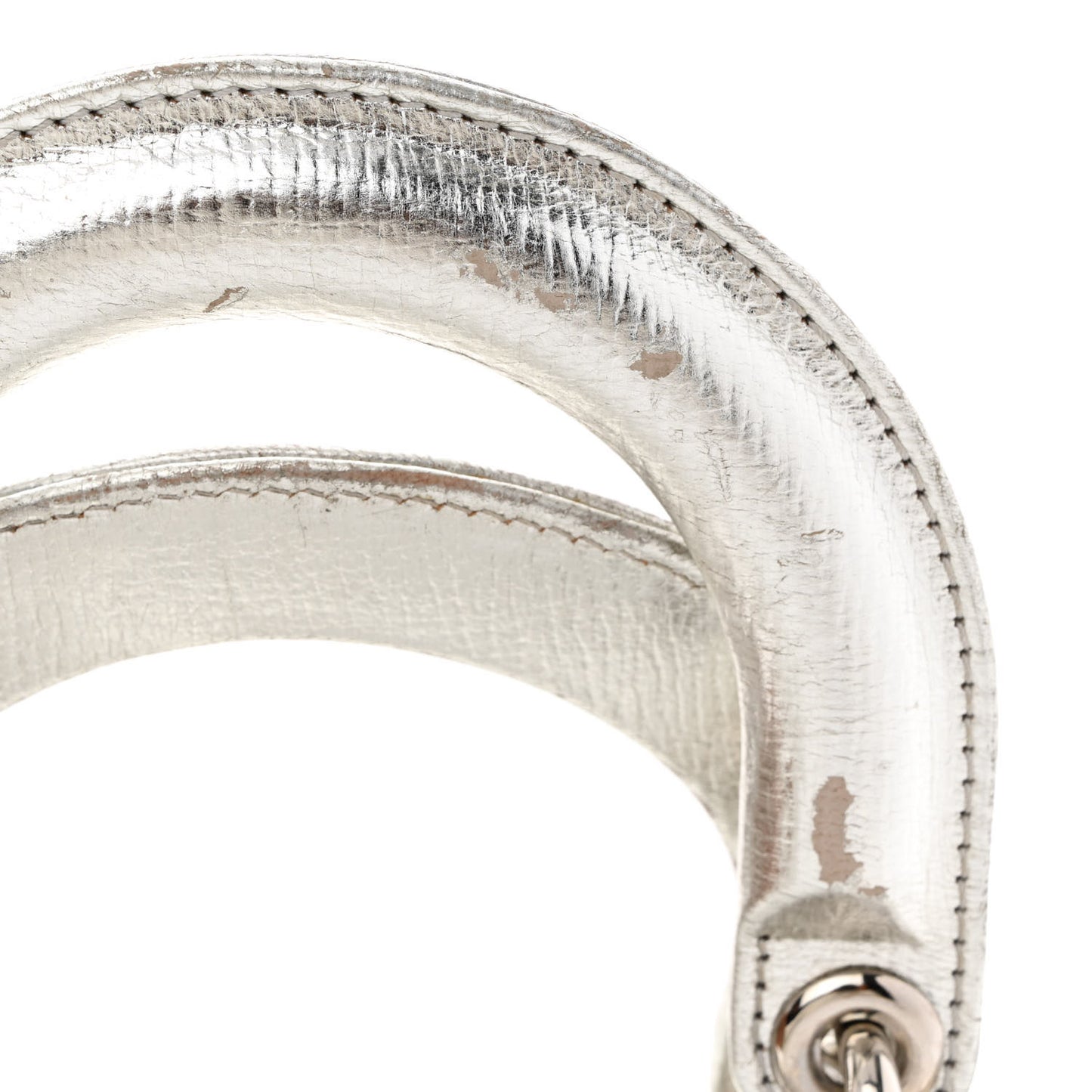 Metallic Grained Calfskin Cannage Small Lucky Badges My Lady Dior Silver