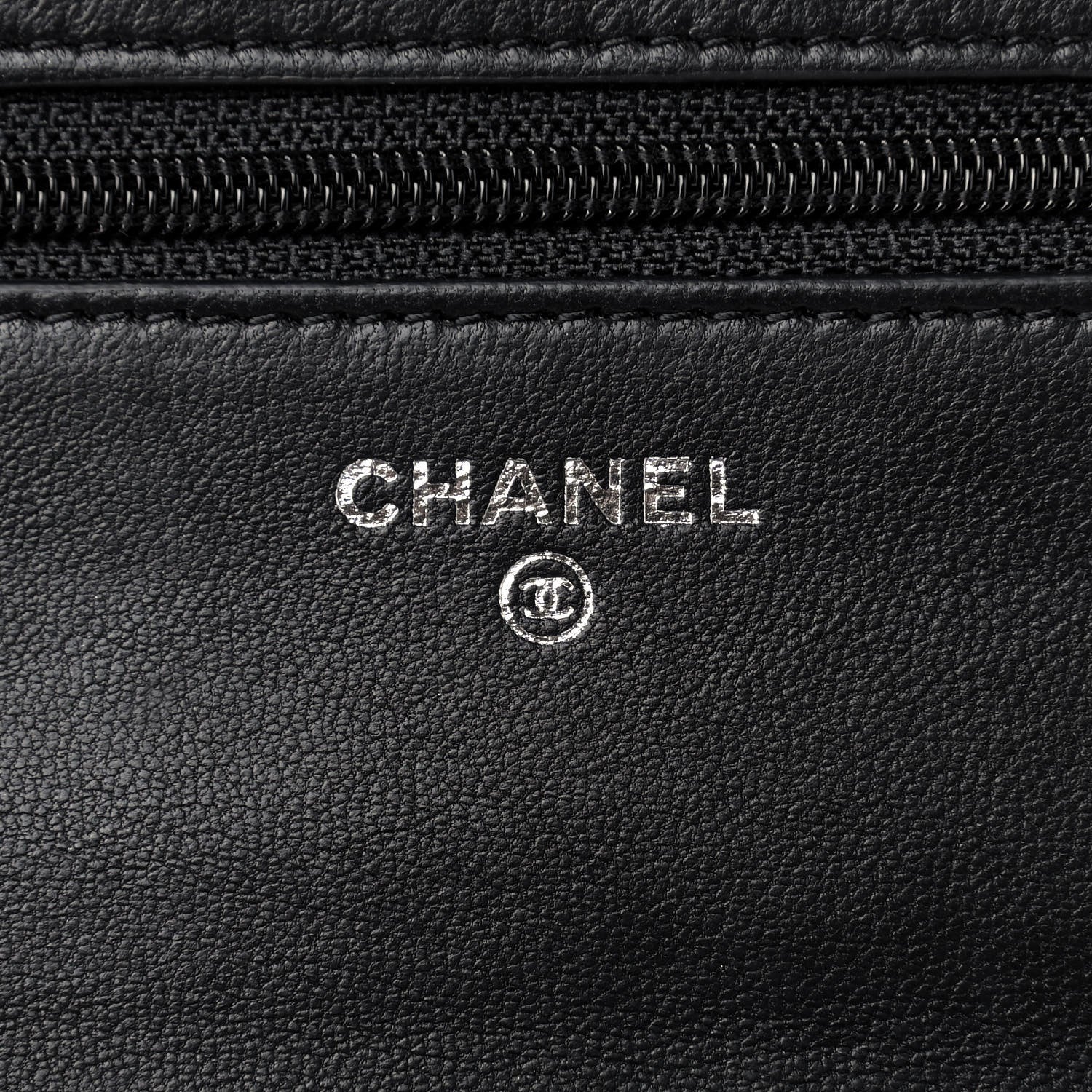 Chanel Lambskin Camellia Embossed Wallet on Chain WOC Black 8 of 9