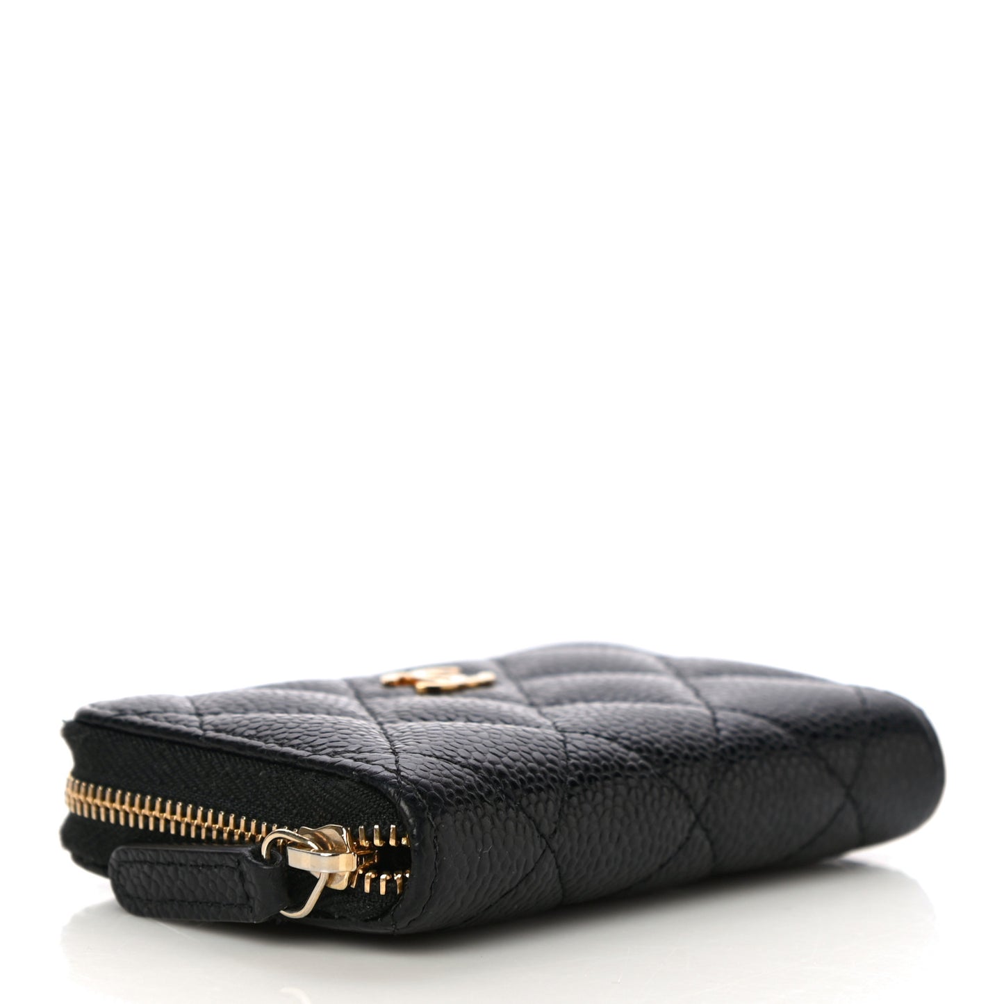Caviar Quilted Zip Coin Purse Black