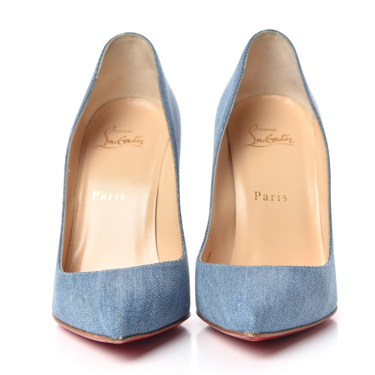 Denim Crackled Calfskin Hawaiian Print Pigalle Follies 100 Pumps 37.5 Blue White
