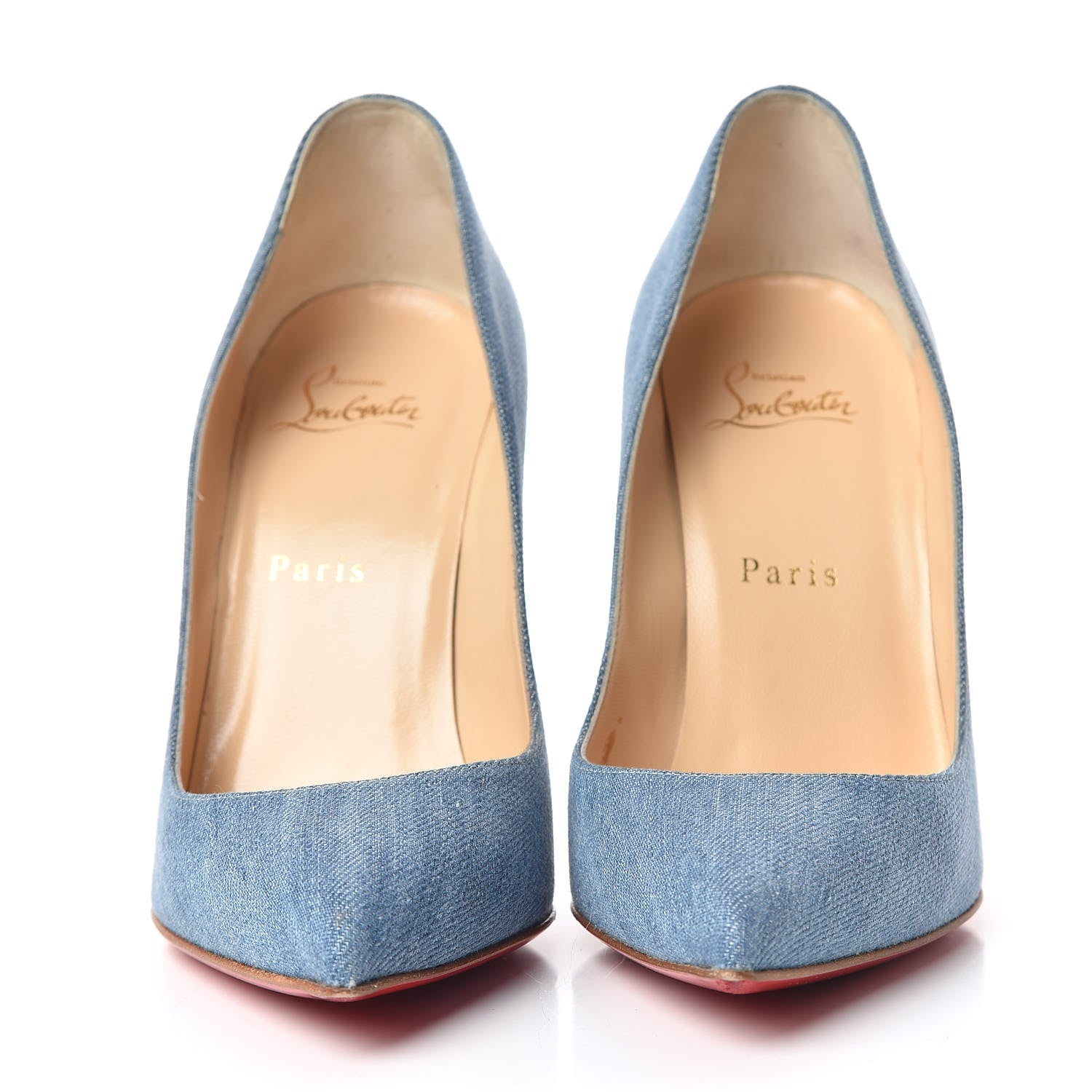 Christian Louboutin Denim Crackled Calfskin Hawaiian Print Pigalle Follies 100 Pumps 37.5 Blue White 2 of 13