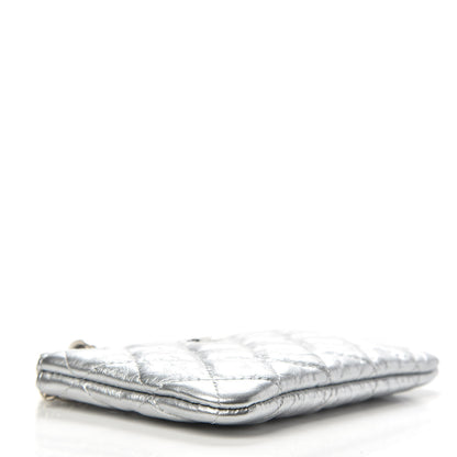 Chanel Metallic Calfskin Quilted Small Cosmo Cosmetic Case Silver 4 of 7