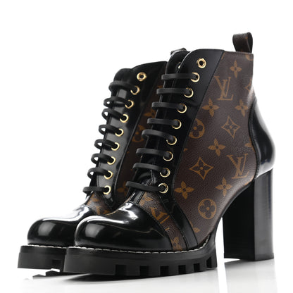 Louis Vuitton Patent Calfskin Monogram Star Trail Ankle Boots 39 Black 3 of 8