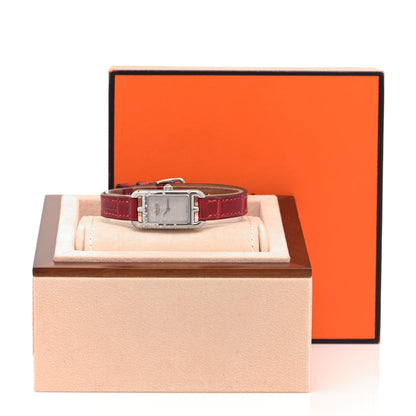 Hermes Stainless Steel Alligator Diamond 17mm Nantucket Jete De Diamants Quartz Watch Braise 5 of 5