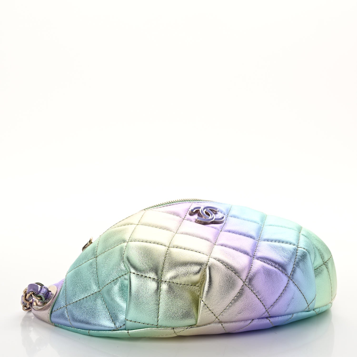Chanel Gradient Metallic Lambskin Quilted Walking Mood Waist Bag Fanny Pack Pink Purple Green 4 of 10