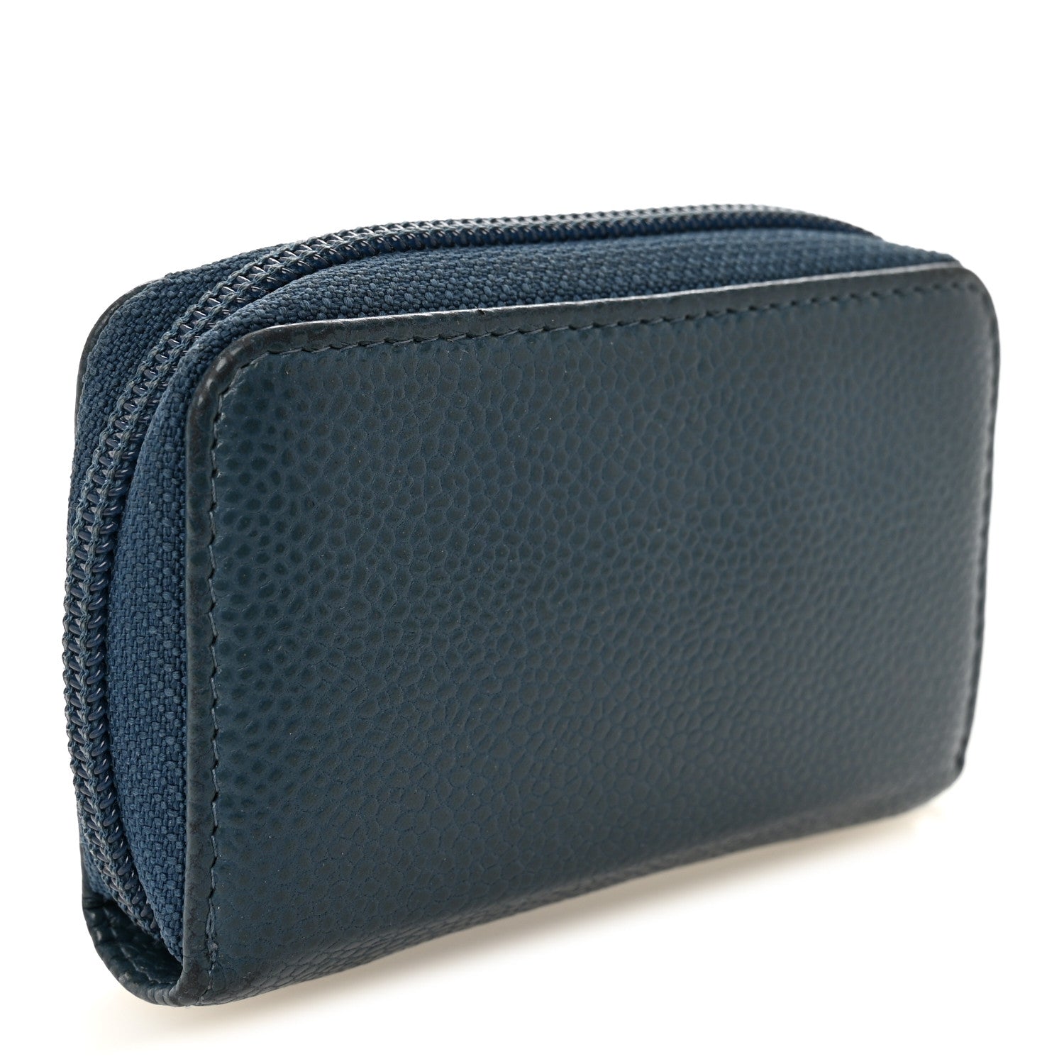 Chanel Caviar Timeless CC Zip Around Coin Purse Blue 3 of 7