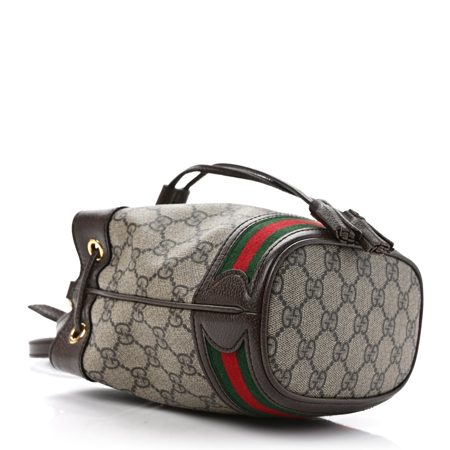 Gucci GG Supreme Monogram Web Mini Ophidia Bucket Bag Brown 4 of 9