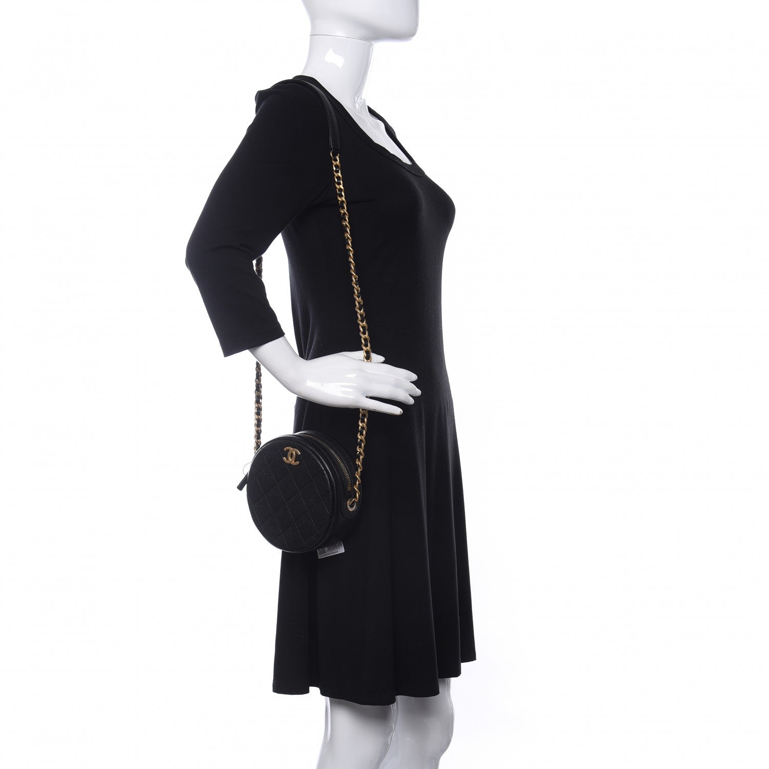 Chanel Caviar Quilted Small Round Bag With Chain Black 2 of 10