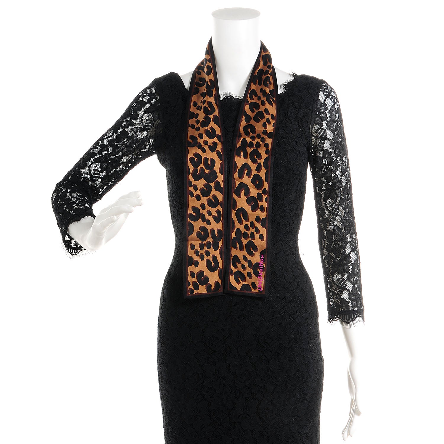 Louis Vuitton Silk Leopard Bandeau Scarf Marron 2 of 5