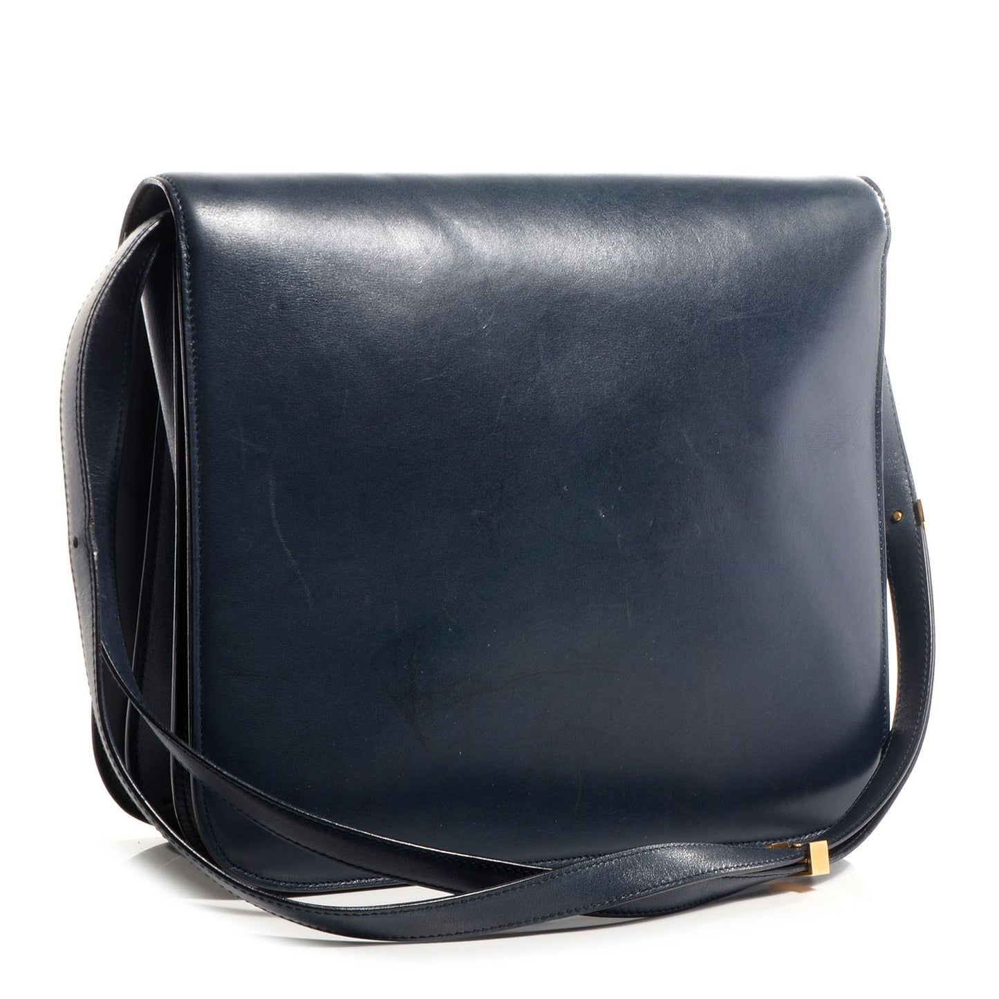 Smooth Calfskin Large Classic Box Flap Bag Navy