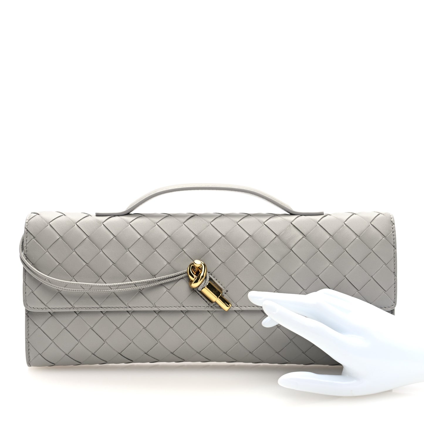 Nappa Intrecciato Long Andiamo Top Handle Clutch Sterling