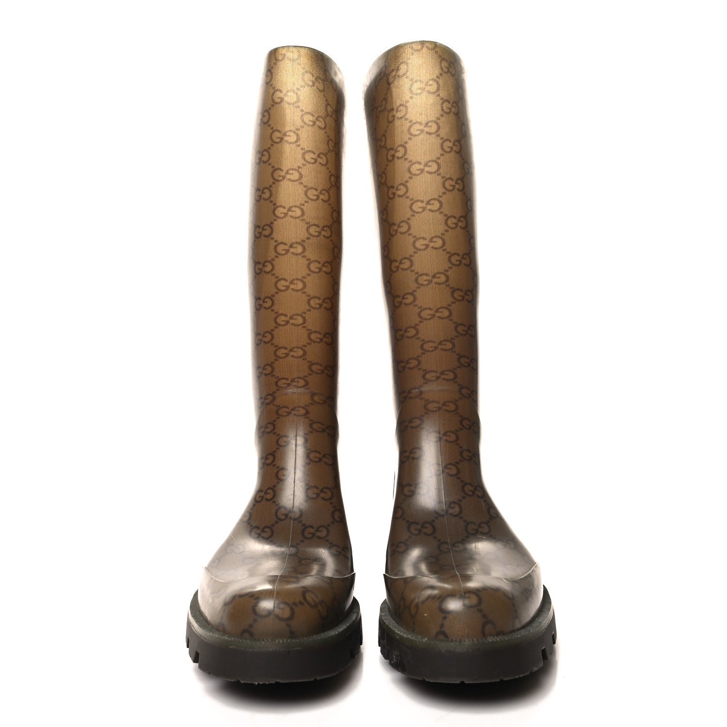 Gucci Rubber Monogram Edinburg Rain Boots 38 Transparent Cocoa 2 of 8