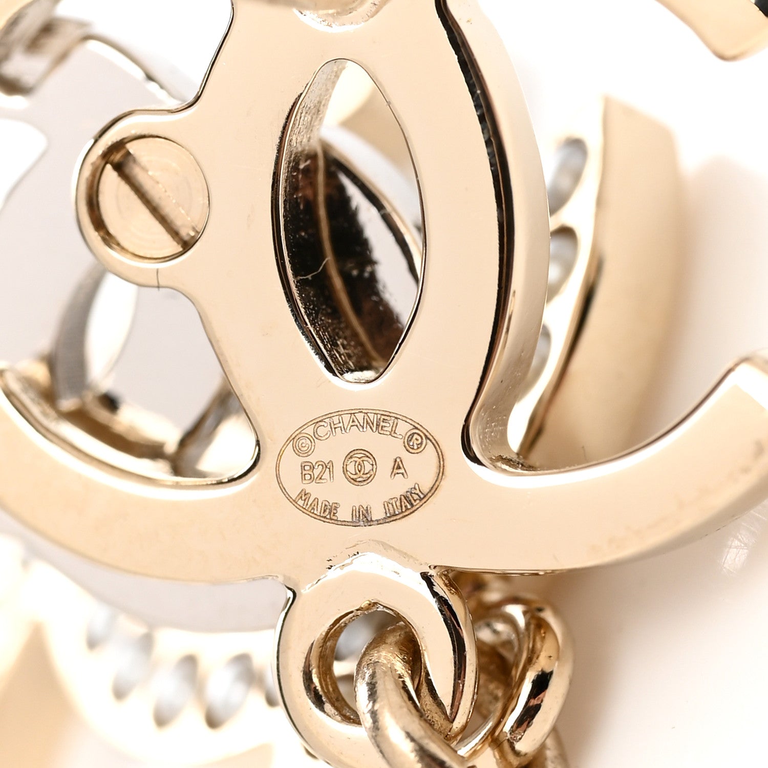 Chanel Crystal Pearl Double CC Drop Earrings Gold Silver 4 of 4