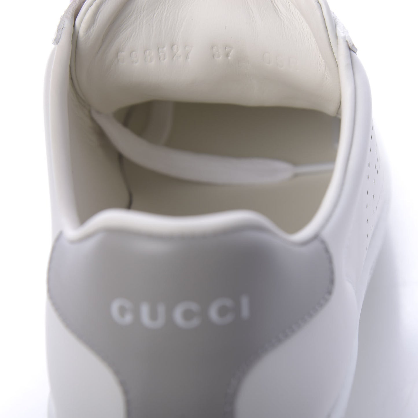 Calfskin Interlocking G Perforated Womens Ace Sneakers 37 White Grey Sky