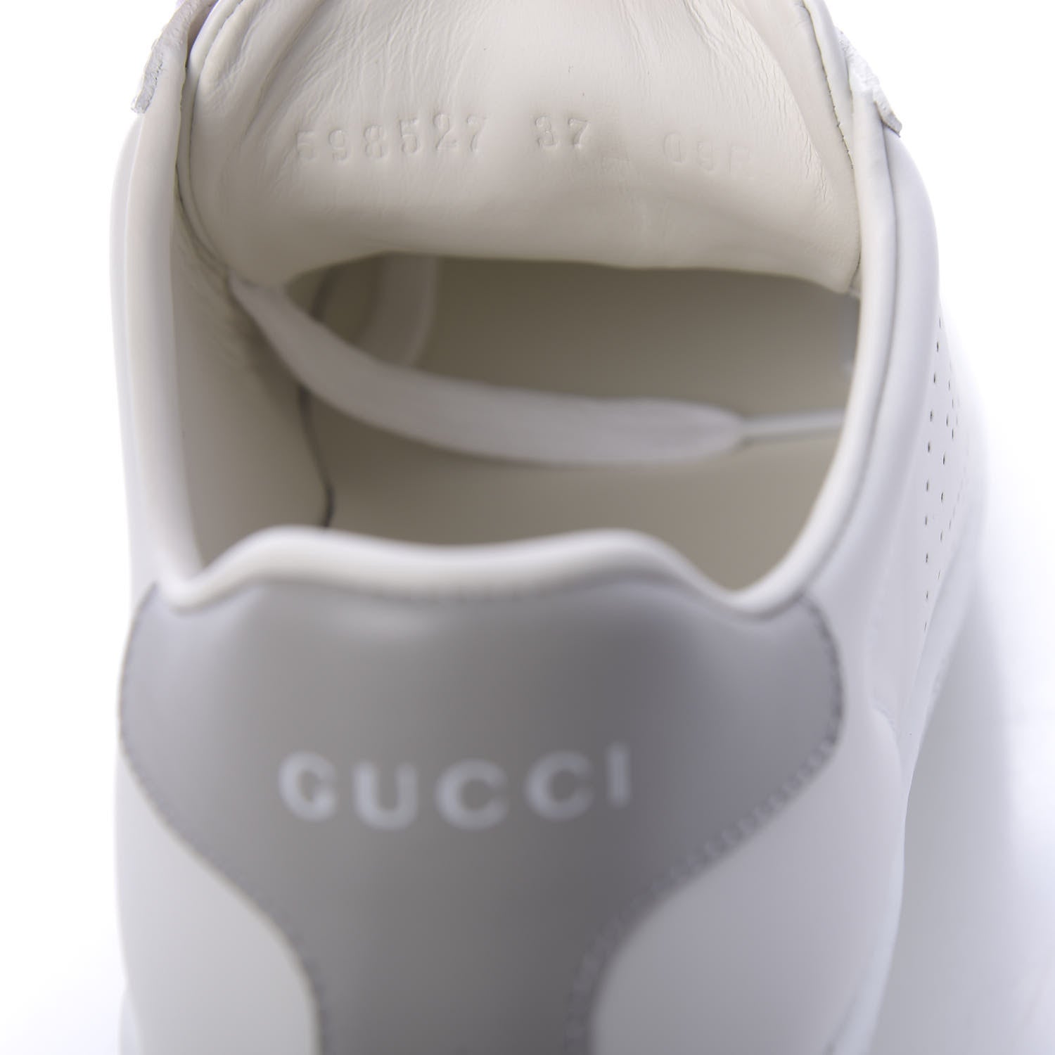 Gucci Calfskin Interlocking G Perforated Womens Ace Sneakers 37 White Grey Sky 10 of 11
