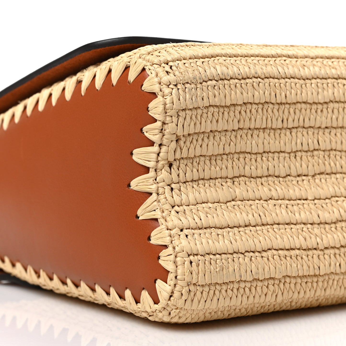 Calfskin Raffia Twist Shoulder Bag MM Caramel