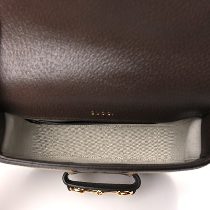 Gucci Monogram Jumbo GG Textured Dollar Calfskin Web Mini Horsebit 1955 Shoulder Bag Camel Ebony New Acero 5 of 8