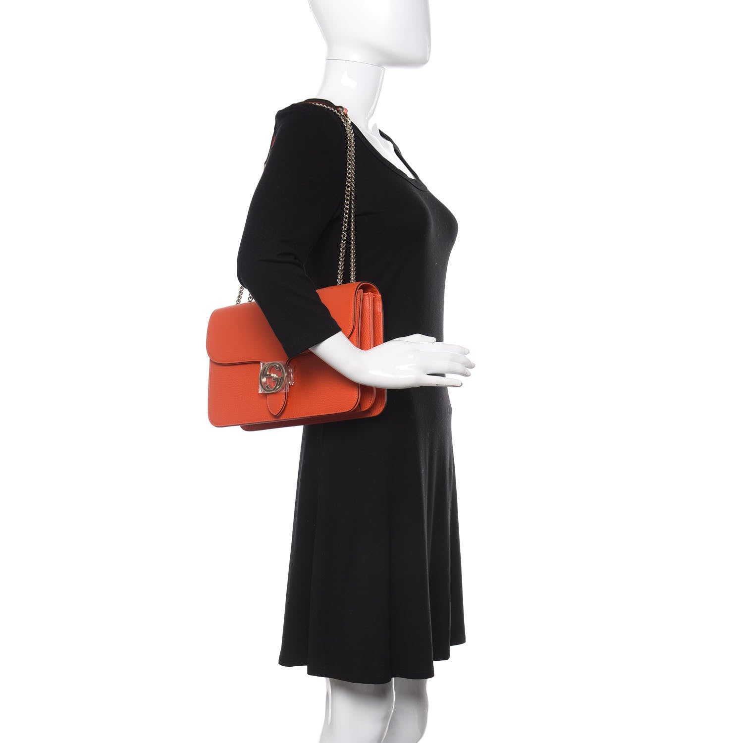 Gucci Dollar Calfskin Interlocking G Shoulder Bag Sun Orange 3 of 11