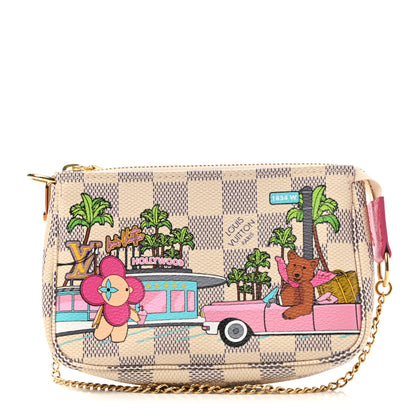 Louis Vuitton Damier Azur 2021 Christmas Animation Hollywood Mini Pochette Accessories Fuchsia 1 of 8
