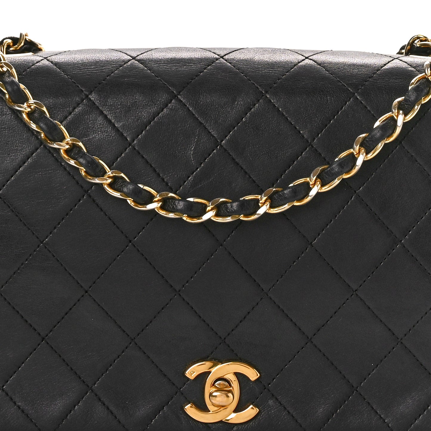 Lambskin Quilted Small Single Flap Black