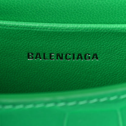 Balenciaga Shiny Calfskin Tonal B Crocodile Embossed Hourglass Top Handle Bag Mini with Chain Vivid Green 7 of 8