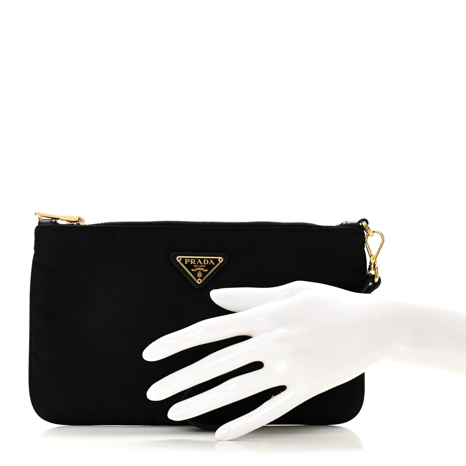 Prada Tessuto Nylon Saffiano Wristlet Black 2 of 9