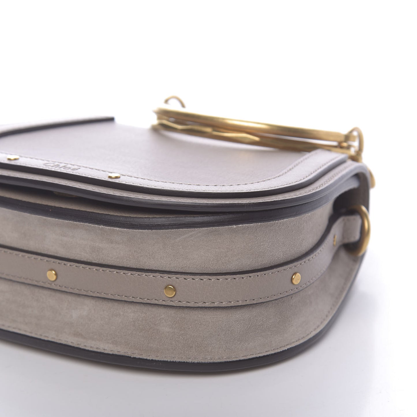 Calfskin Suede Small Nile Bracelet Bag Motty Grey