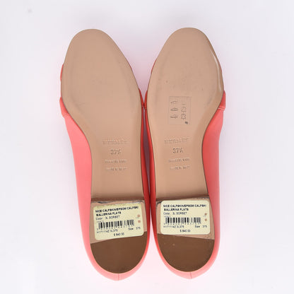 Hermes Calfskin Epsom Nice Ballerina Flats 37.5 Sorbet 5 of 10