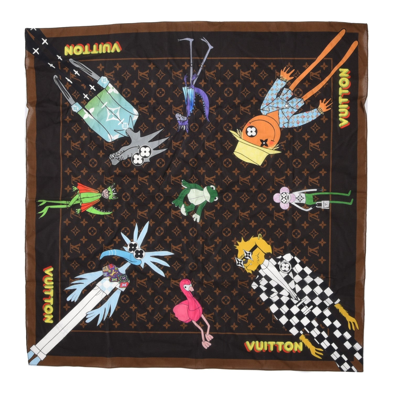 Louis Vuitton Cotton Silk Monogram LV Friends Face Mask Bandana Set Brown 9 of 11