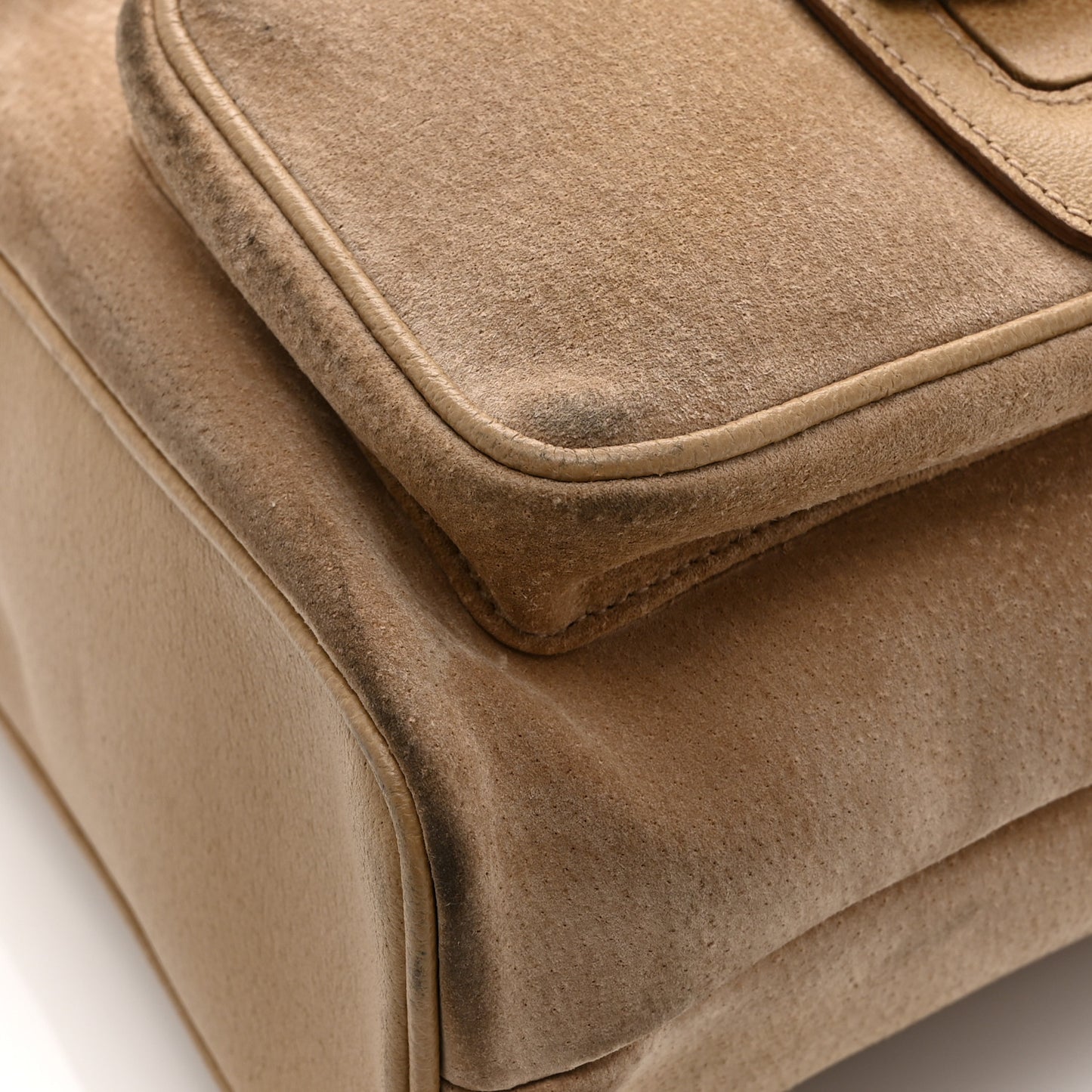 Suede Bamboo Backpack Beige
