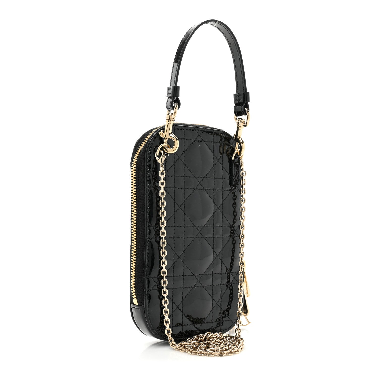 Christian Dior Patent Cannage Lady Dior Phone Holder Black 3 of 9