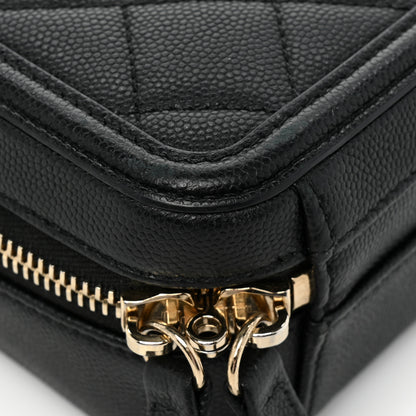 Chanel Caviar Quilted CC North South Filigree Vanity Case Black 16 of 22