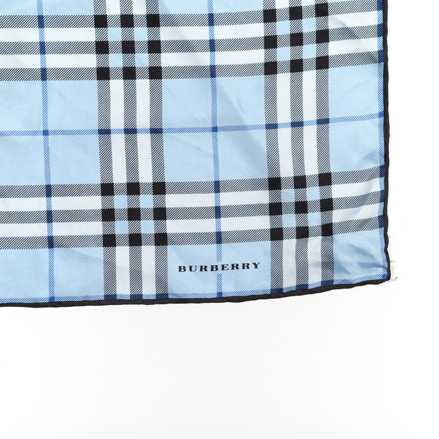 Silk Vintage Check Square Scarf Blue