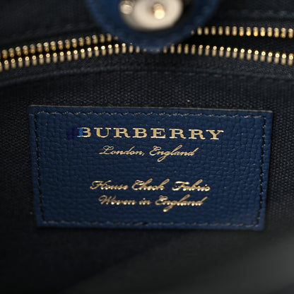 Burberry Grainy Calfskin House Check Small Banner Tote Ink Blue 5 of 10