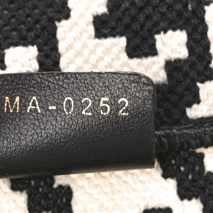 Christian Dior CHRISTIAN DIOR Canvas Houndstooth Embroidered Small Book Tote Black White 7 of 11