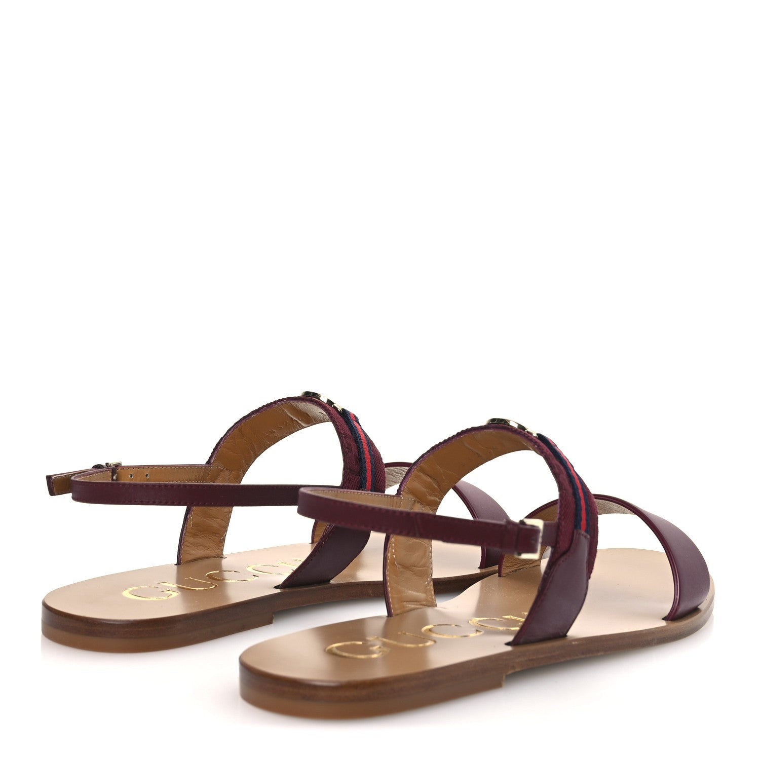 Gucci Canvas Calfskin Web GG Monogram Womens Sandals 39 Rosso Ancora 5 of 12